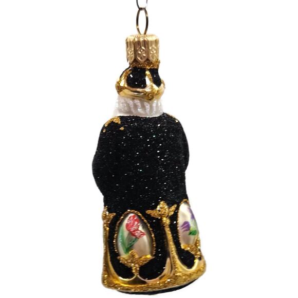 Patricia Breen Miniature Imperial Santa Black Spring Flower Christmas Ornament - Picture 8 of 14